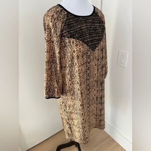 MAISON SCOTCH Shift Dress Boho Chic Embroidered Detail Geometric Tribal Pattern